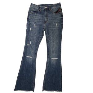 NOBO Flare Denim Jeans Juniors Size 5 or 7 Blue Medium-Wash Distressed Holes NWT